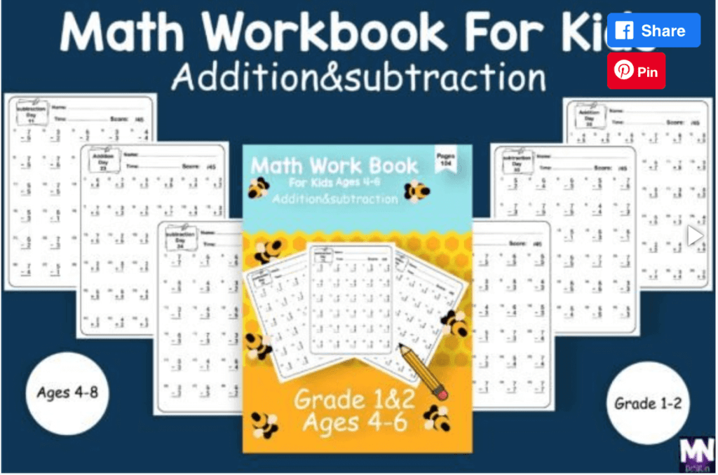 Addition and Subtraction Math Workbook